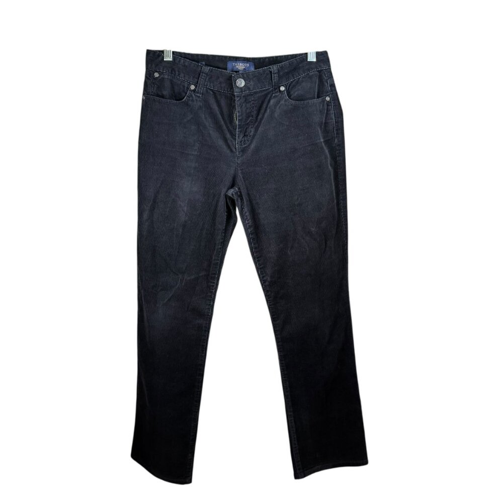 Talbots Heritage Fit Black Corduroy Pants Jeans Size 8 Petite Straight Leg